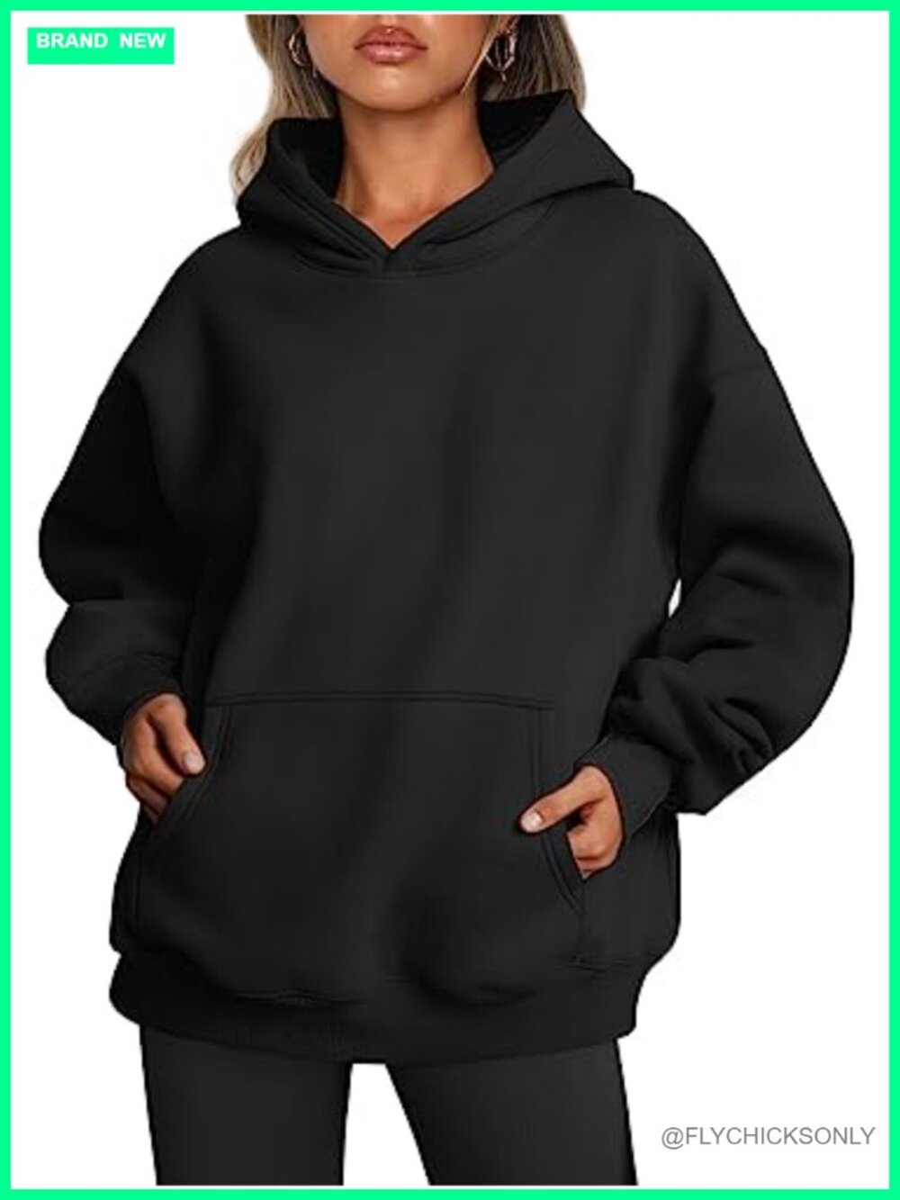 Womens Oversized Pullover Hoodie 50% Cotton Fleece Loose Fit